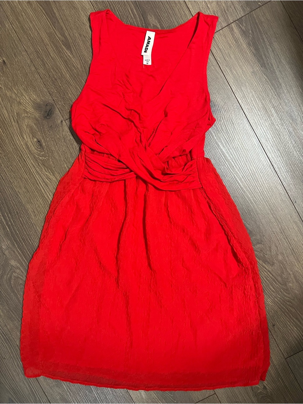 Anthropologie Amada Sleeveless Surplice Crossover Mini Dress Red - Size M